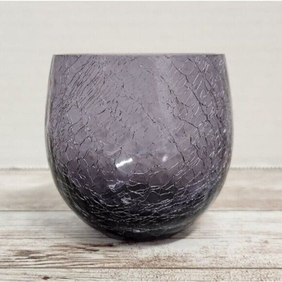 Glass Candle Holder Cracked Electroplated Purple Candle Holder Votive H42581CD - Picture 1 of 6